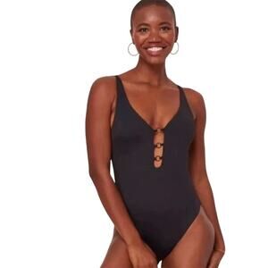 NWOT Andie Swim The Romana One Piece Swimsuit Smooth Black Rings Small 2528